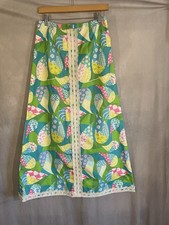 Vintage Lilly Pulitzer The Lilly Floral Maxi Skirt with Trim Sz 10 60s