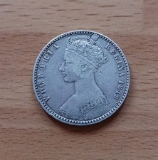1849 Godless Florin Coin, Silver, Queen Victoria Era