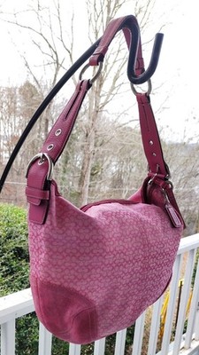 Coach MEDIUM Vintage 1461 Soho Pink Signature C Canvas w/Suede