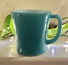 Fire King Coffee Mug D Handle Oven Ware Made in USA Teal Turquoise Vintage
