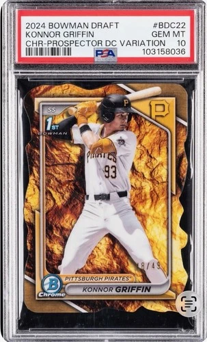 2024 BOWMAN DRAFT CHROME PROSPECTORS D/C KONNOR GRIFFIN 1st RC #/49 GOLD PSA 10