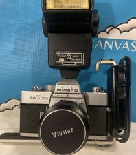 MINOLTA SRT 102 CAMERA WITH ACCESSORIES UNABLE TO TEST SOLD FOR PARTS OR REPAIR