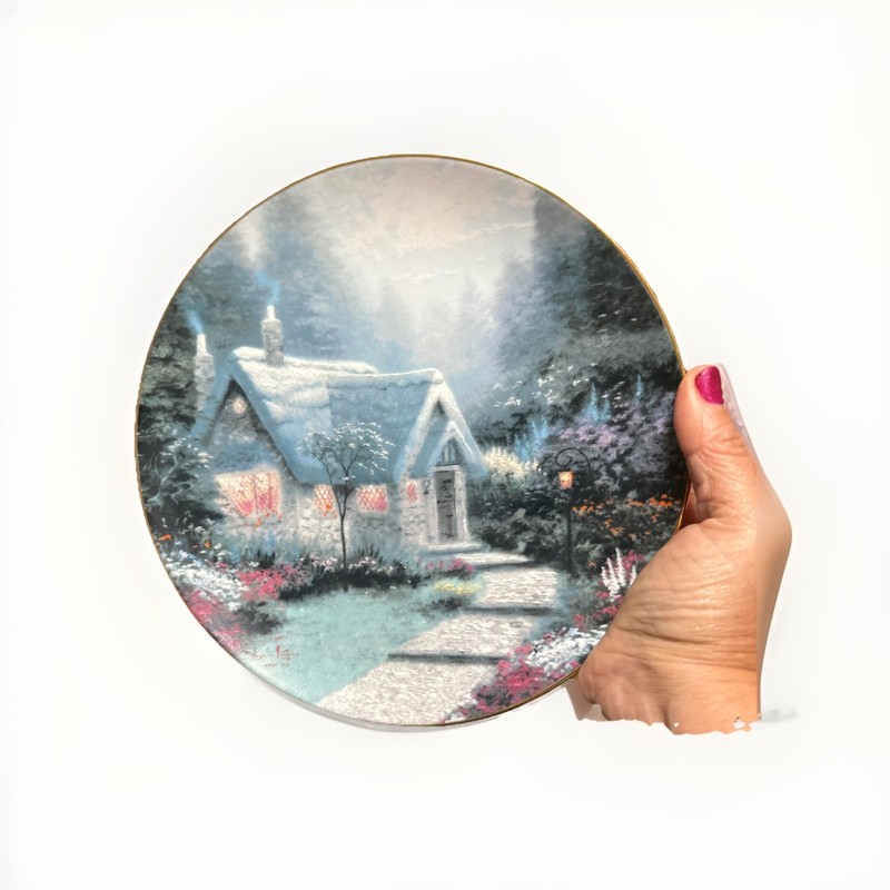 Thomas Kinkade 1991 CEDAR NOOK COTTAGE English Cottages Collectors Plate 8.5”