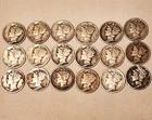 18 Mixed Silver Mercury Dimes, 1931 (better date) to 1940s