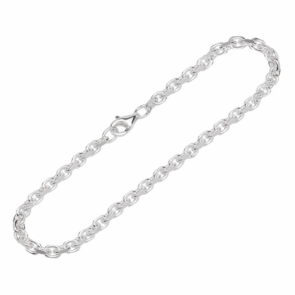 Armband 925 Sterling Silber 19Cm Ankerkette Seitlich Diamantiert Damen Armkette-image