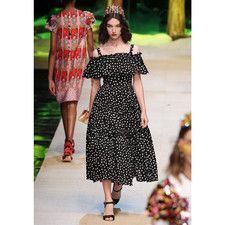 Dolce & Gabbana Runway Off-Shoulder Ruffled Polka Dot Dress IT 36, US 0 w/COA