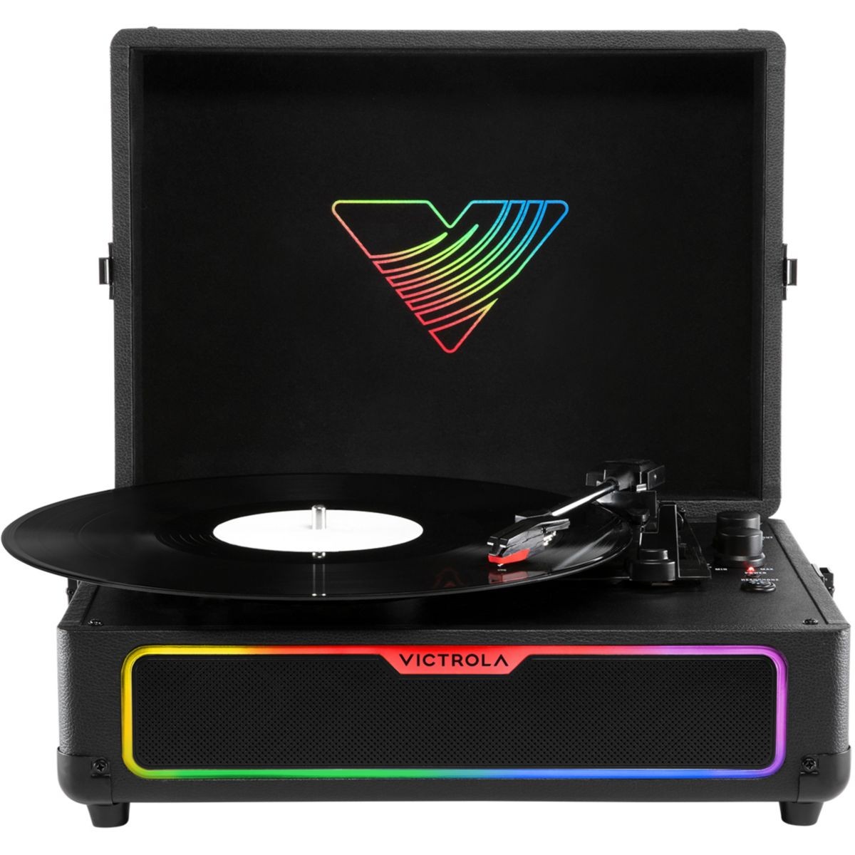 Platine vinyle VICTROLA GLOW valise vintage avec éclairage LED RGB et haut-parleurs