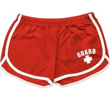 BLARIX Red Lifeguard Booty Shorts Sz M New Beachwear Logo Cotton Athletic F