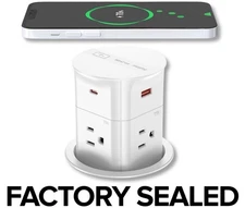 3.15" Pop Up Countertop Outlet 9 Ports, 15W Wireless Charger Power Strip Hub NEW