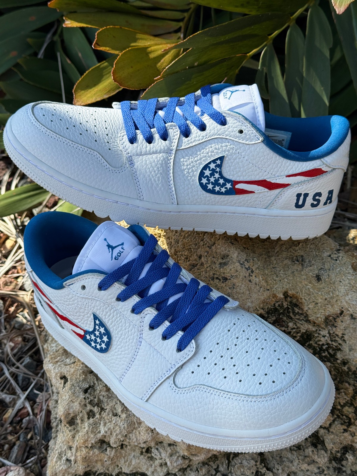 Jordan 1 Golf Low Triple White Custom- Ryder Cup USA Themed Colorway