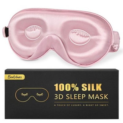 Pure Silk 3D Contoured Sleep Mask for Women, Luxury 100% 22 Momme Mulberry Si...