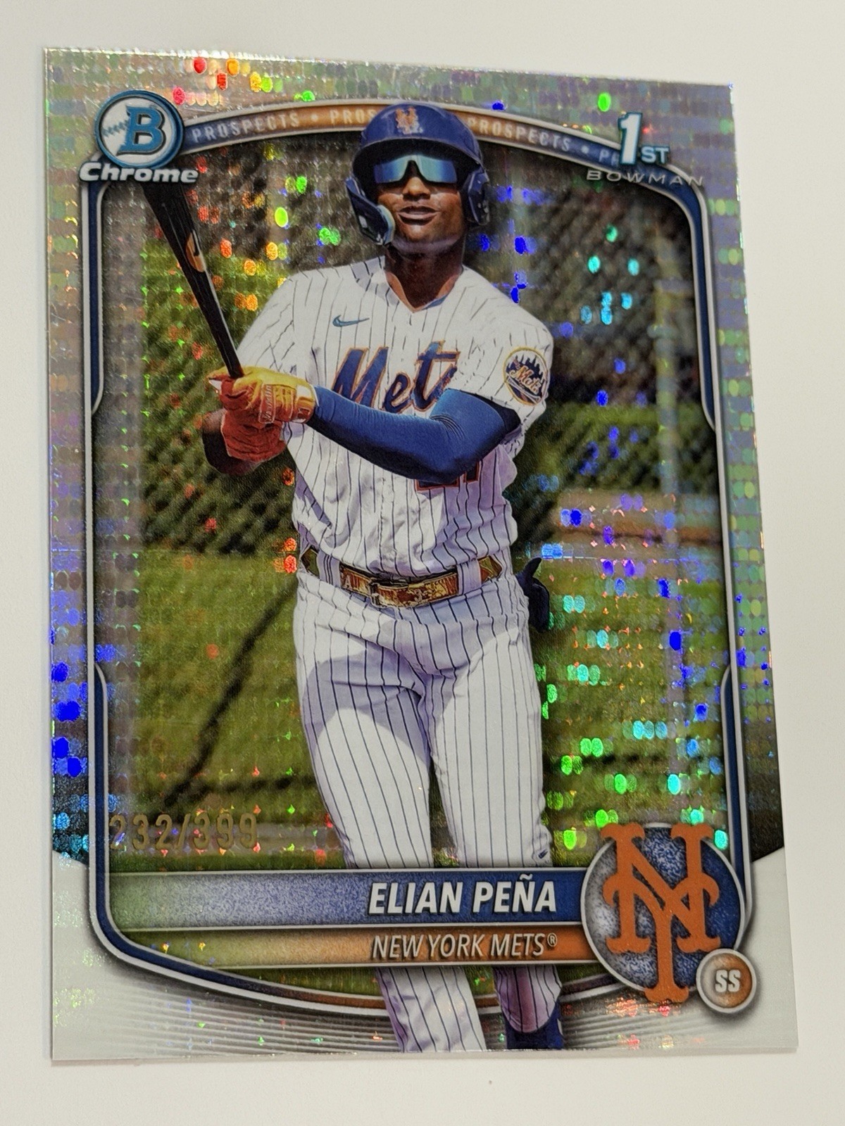 2025 Bowman Chrome Elian Pena 1st Pulsar Refractor Mets /399