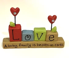 Blossom Bucket Suzi Skoglund "Love" Loving Family is Heaven…Block Sign Figurine