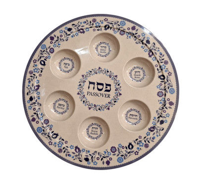 Plate Passover Seder Pesach Table israel Judaica .Melamine "flowers ...