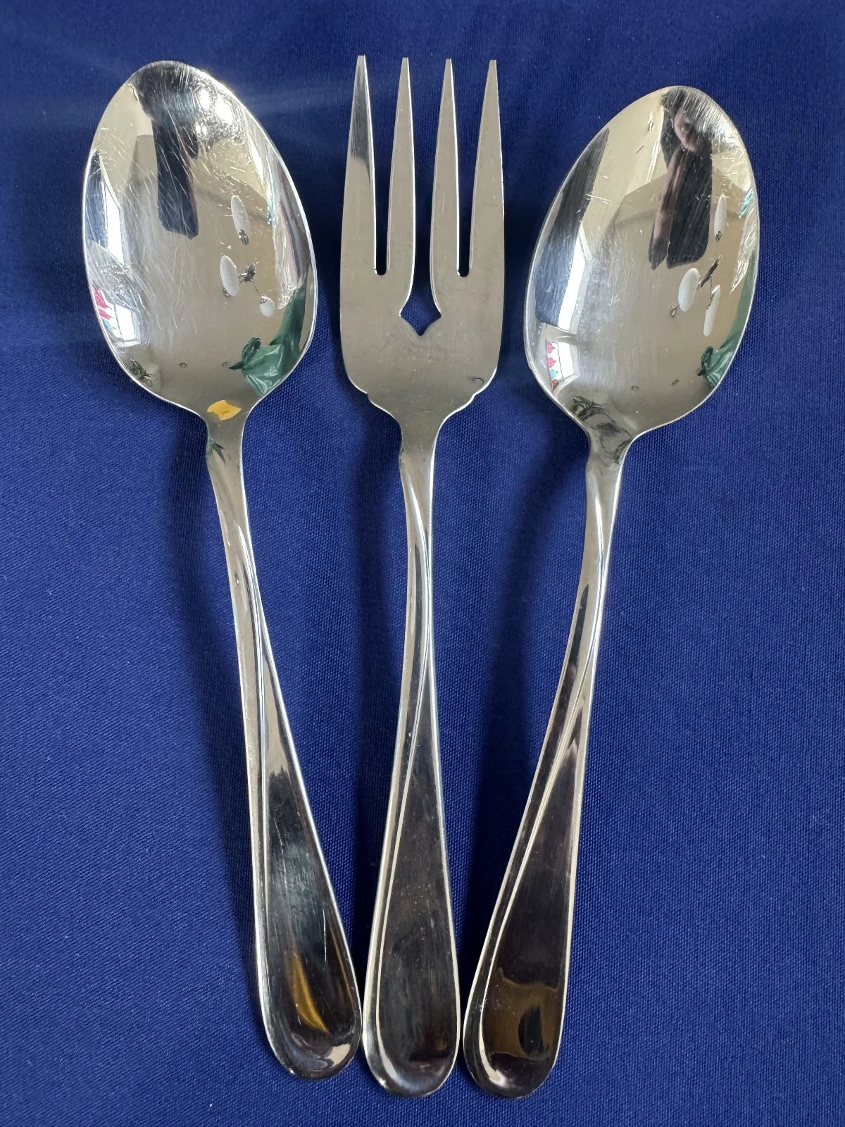 Oneida FLIGHT RELIANCE Serving Spoons & Meat Fork • Stainless Glossy Flatware