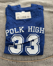 Herren T-Shirt Blau/Weiß Gr. L Rundhals Druc...