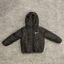 Nike Puffer Jacket Toddler 3T Black Hooded Winter Puffer Just Do It Swoosh Coat