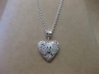 Filigree Heart Locket Teddy Bear Pendant Necklace Sterling Silver Chain ~ 53 cm