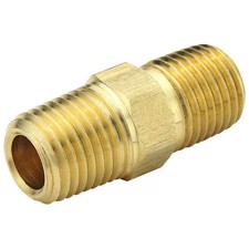 Parker 216P-4 Hex Nipple Brass Hex Nipple, 1/4 In Male Npt X 1/4 In Male Npt