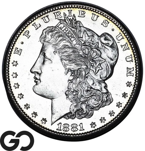 1881-S Morgan Silver Dollar Coin, Proof-Like, Nice Gem BU++ PL