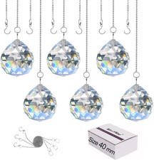 6 Pcs 40Mm Clear Crystal Ball Prism Sun Shine Catcher Rainbow Pendants Maker, Ha