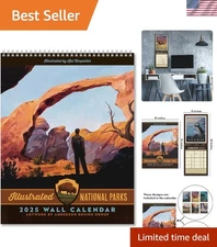 2025 Wall Calendar - Scenic National Park Artwork - 10x13 Large Wall Calendar...