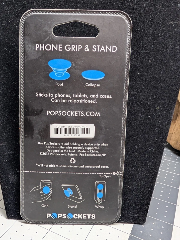 Popsockets Phone Grip Stand Blue Donut With Sprinkles New In Package  - Image 3 of 3