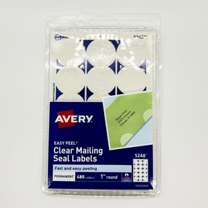 Avery Mailing Seals, 1" Round Labels, Clear, 450 Printable Mailing Labels 05248