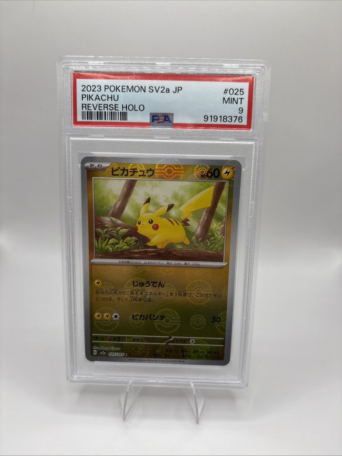 Pikachu 2023 Pokemon Scarlet & Violet: 151 (JPN) Reverse Holo 025/165 PSA 9 MINT
