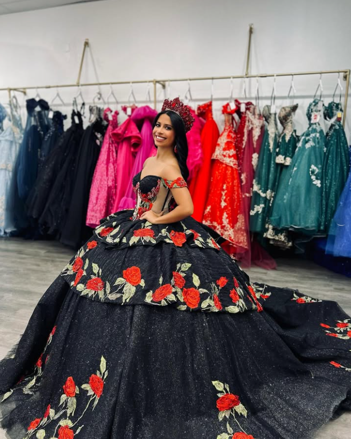 strapless open back dress Scarlet Rose Garden Gown– Teuta Matoshi main image 1