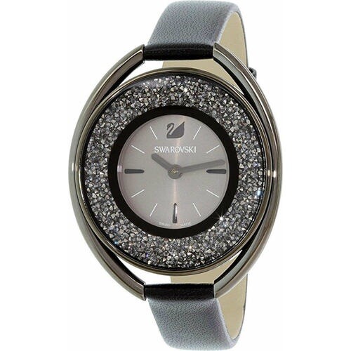 Swarovski Crystalline Oval Gun/Blk Watch NWT | eBay