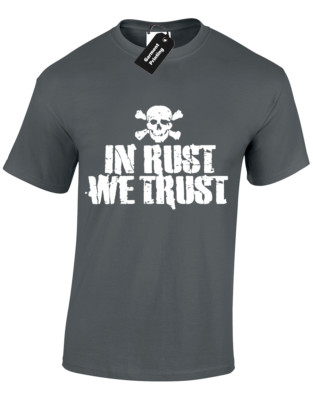 IN RUST WE TRUST HERREN T-SHIRT LUSTIG RATTE HOT ROD DESIGN AUTO FAN GROSSE GRÖSSEN S - 5XL