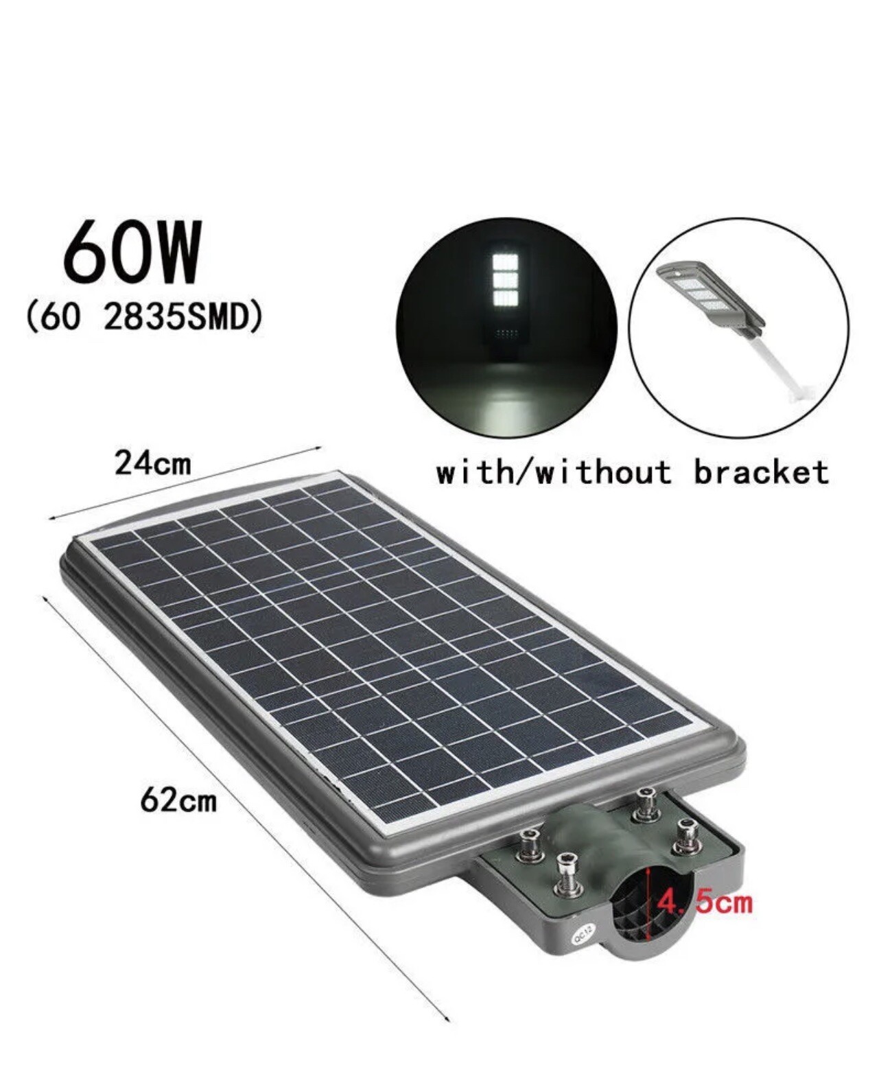 Kit Lampione Solare 60W LED Esterno IP65 - Facile Montaggio con Telecomando