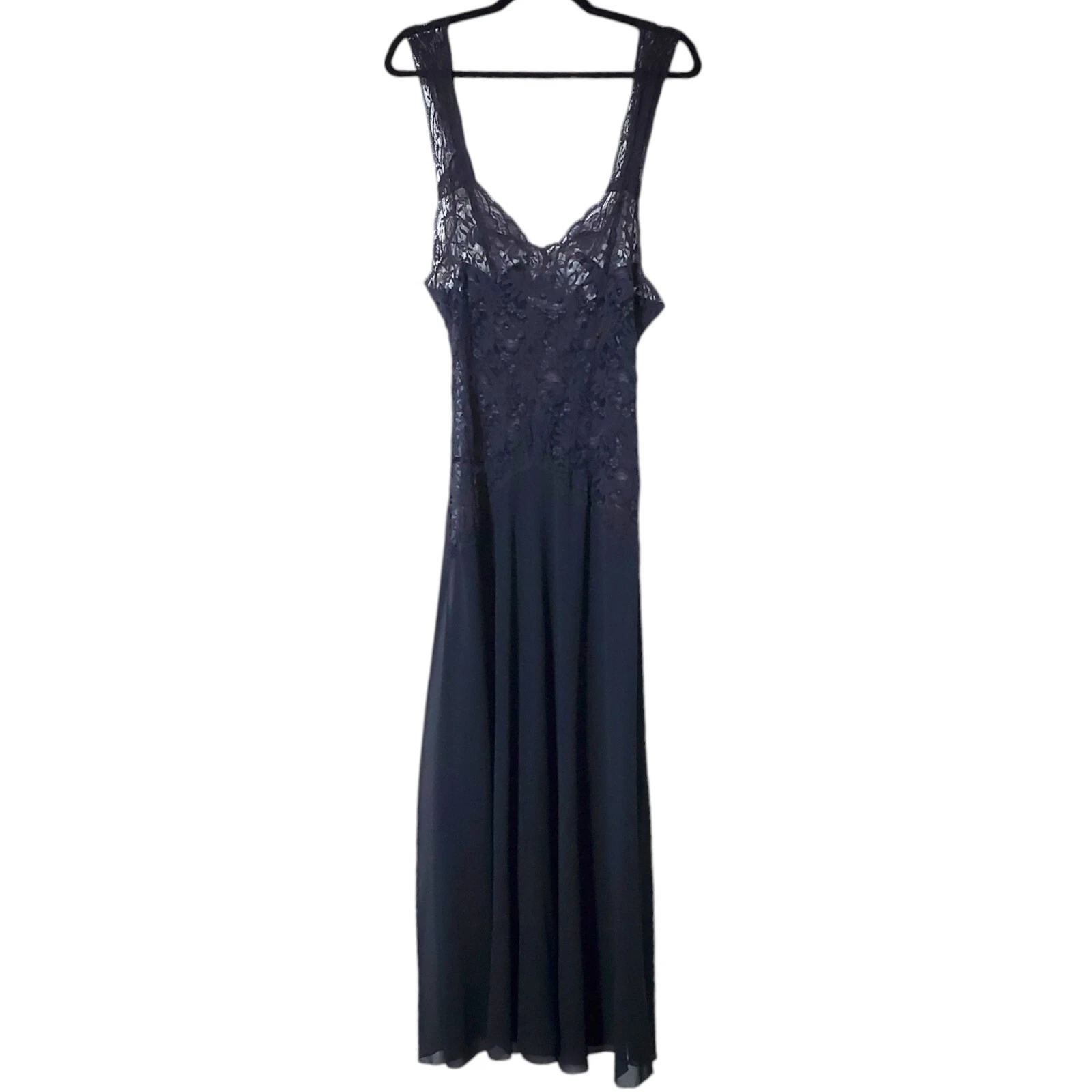 UNDERCOVER Maxi abito slip anni 90 Victoria's Secret nero pizzo taglia S vita bassa pin up trasparente