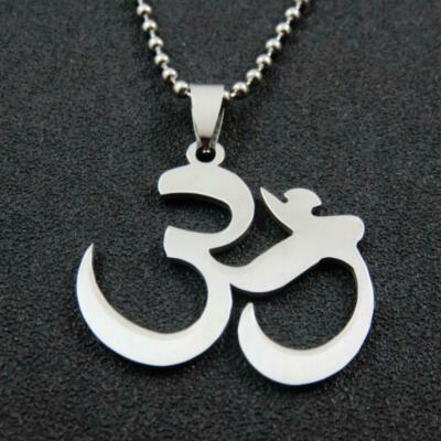 OM NECKLACE Stainless Steel Pendant Chain Hindu Symbol Yoga Meditation Ohm Aum