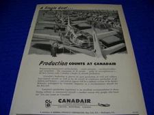 1955 CANADAIR SABRE "PRODUCTION COUNTS AT .."..1-PAGE ORIGINAL SALES AD (384FF)