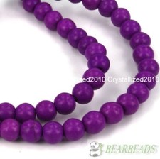 2 Strands Purple Howlite Turquoise Gemstone Round Beads 4mm 6mm 8mm 10mm 16''