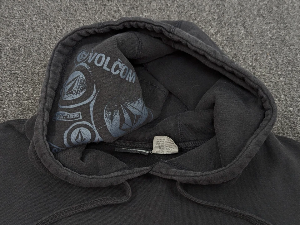 Volcom Stone Black Graphic Grunge Skateboarding Hoodie Sweatshirt Size Med - Image 2 of 4