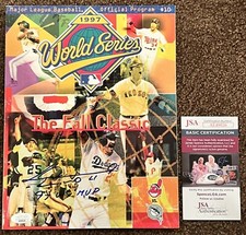 LIVAN HERNANDEZ MARLINS 1997 WORLD SERIES WS PROGRAM CHAMPS MVP SIGNED JSA COA