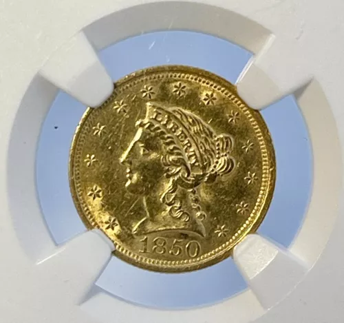1850 LIBERTY HEAD QUARTER EAGLE $2.5 GOLD NGC AU58