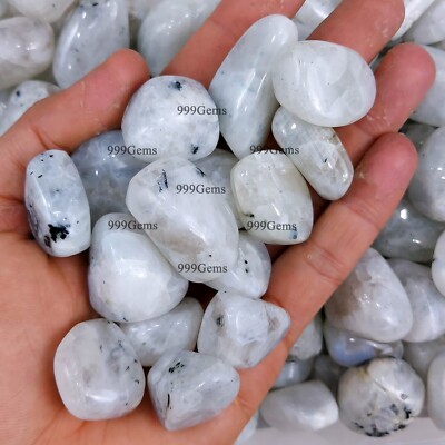 50 Pcs Natural Rainbow Moonstone Tumbled Random Selection Gemstone Lot 30-60mm