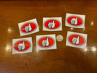 Thumbs Up Sticker Oval 2.5x2-(Lot of 6) bonus, Free Flag Sticker