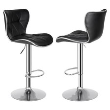 2PCS Adjustable Bar Stools w/Shell Back Soft PU Leather Swivel Bar Stools Durab