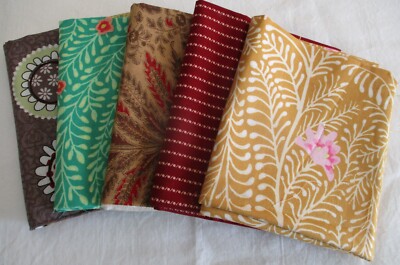 5 fat quarters vintage quilt Mix prints Remnant fabric cotton quilter lot PFT