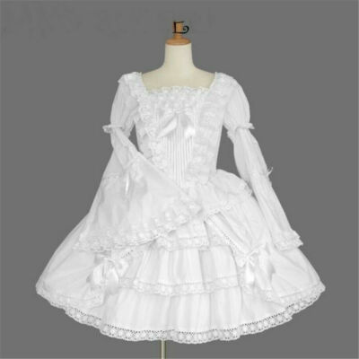 Lolita Punk Gothic Maid White Dress Uniform Outfits Cosplay Costume Halloween