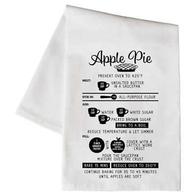 APPLE PIE RECIPE  Kitchen Floursack Dish Towel 