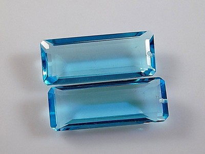 4 Pcs Front To Back Drilled Elongated Octagon Cut Beads Hydro Sky BT Qtz 25x12MM