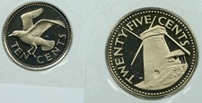 1973 BARBADOS Lighthouse Ocean 25 & 10 Cents Proof Set of 2 Coins GIFT i116442