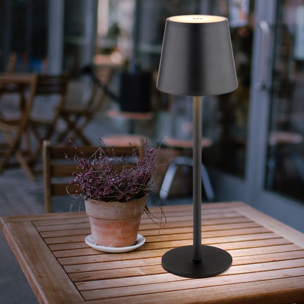 Beistellleuchte Tischleuchte AußEnlampe Led Opal Akku Usb Touch Dimmbar Schwarz-image