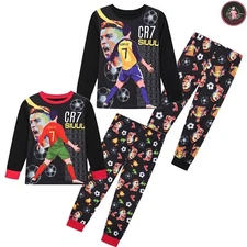 Boys CR7 Kids Soccer Outfit Set - Cristiano Ronaldo Long Sleeve Shirt and Pants